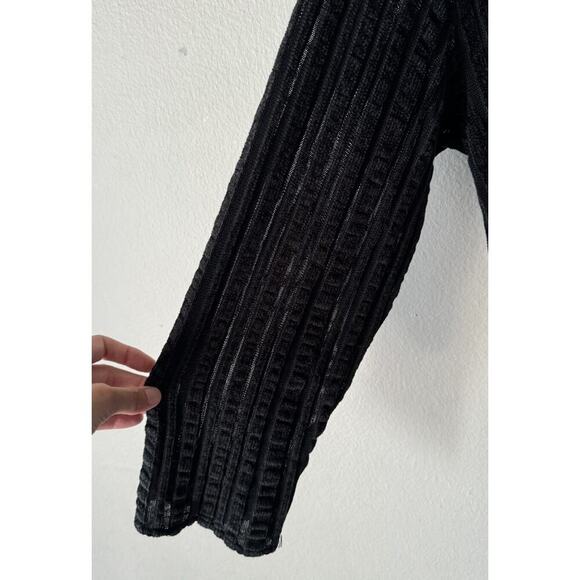Vintage Marina Spadafora Italy Textured Black Open Cardigan Mesh Stripes READ - Picture 4 of 13